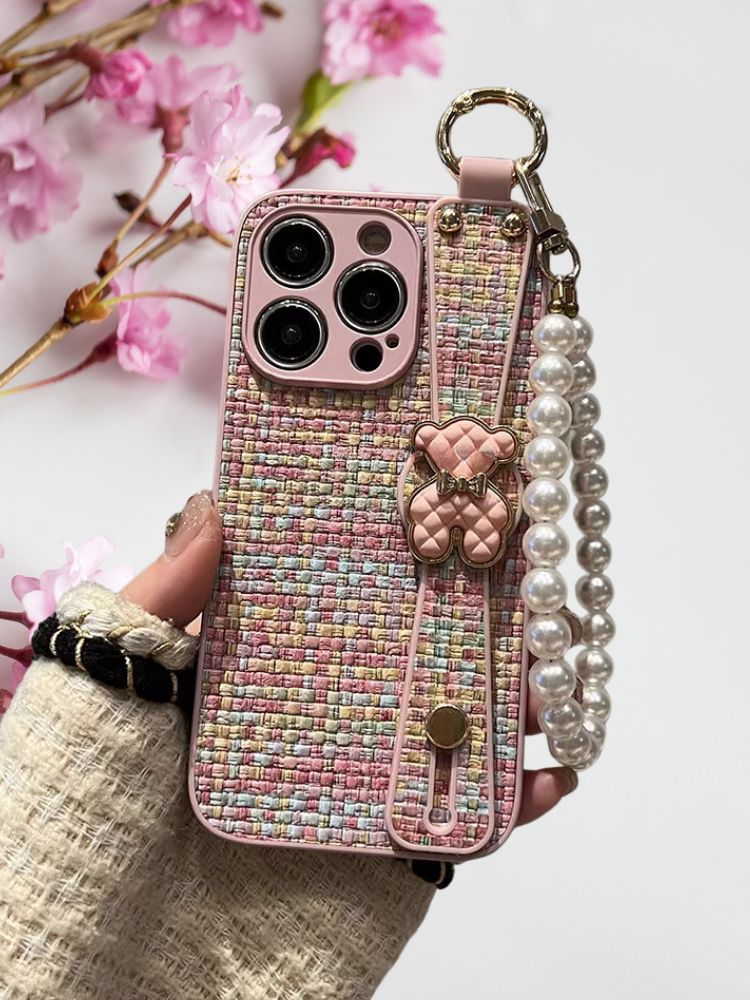iPhone 15 Plus Hand Strap Pearl Cover - phone case