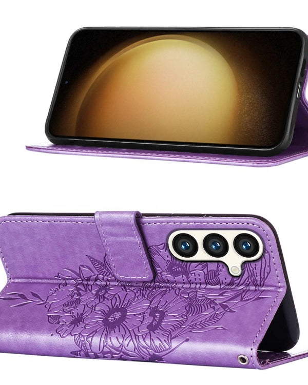 Samsung Galaxy S24 Series Purple Butterflies Flip Cover - colour options