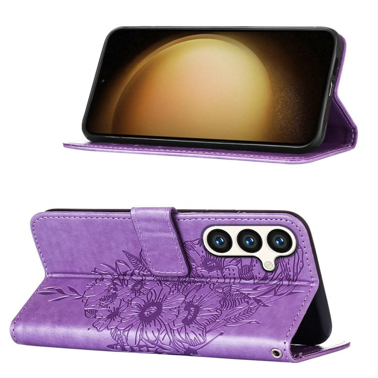 Samsung Galaxy S24 Series Purple Butterflies Flip Cover - colour options