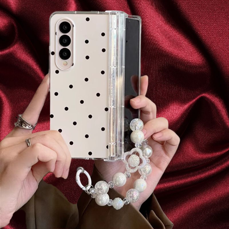 Samsung Galaxy Z Fold 3 Polka Dots Matte Cover(with ) - protective case detail