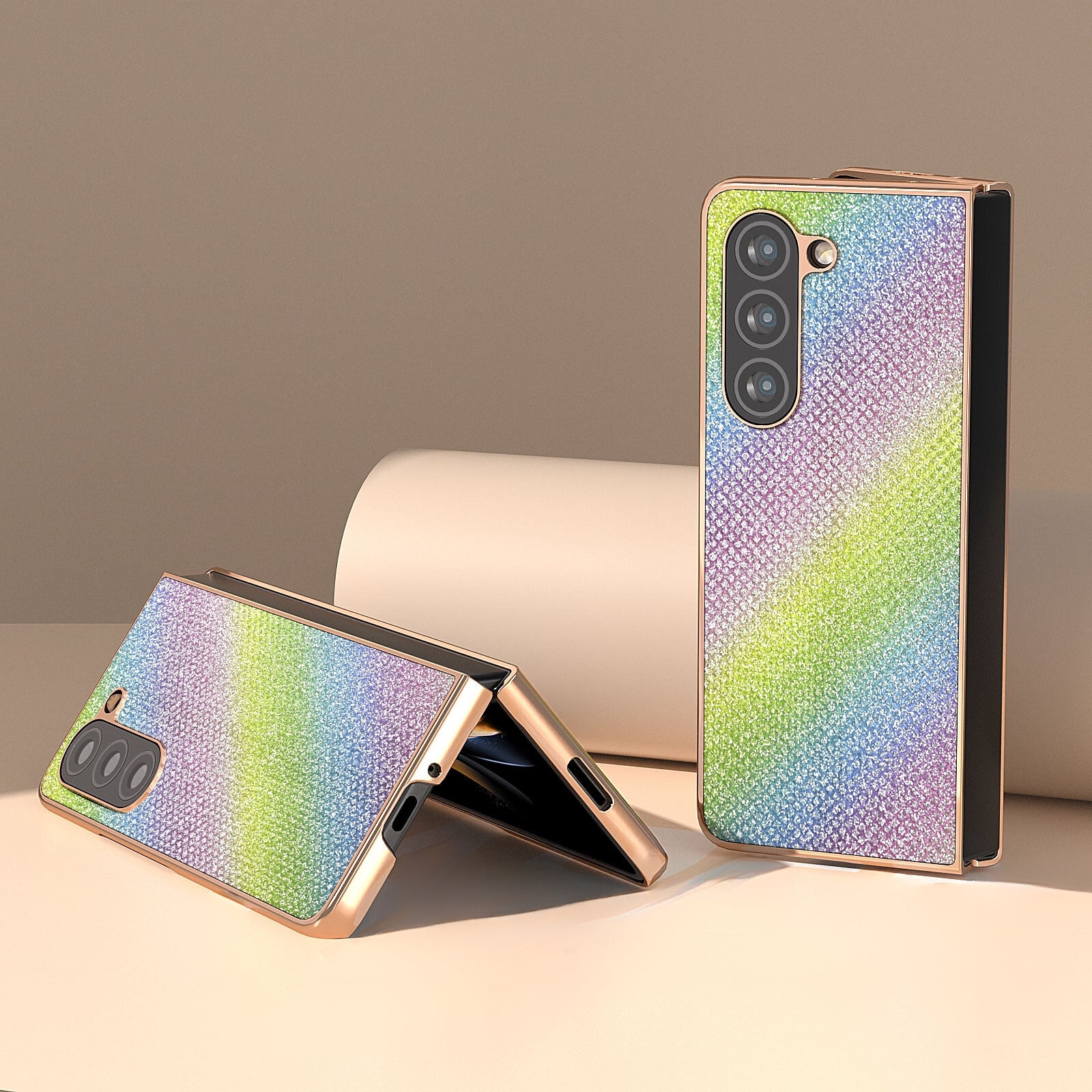 Samsung Galaxy Z Fold 3 Rainbow Glitter 3D Diamond Pattern Cover - lifestyle