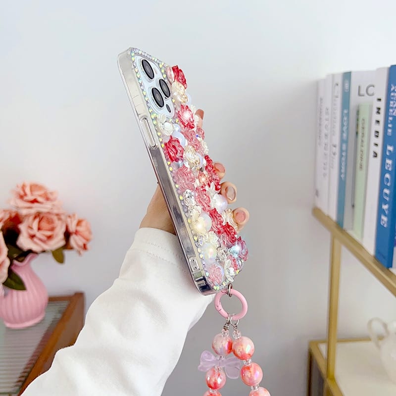 iPhone 14 Roses Bling Diamond Rhinestones Case - case features