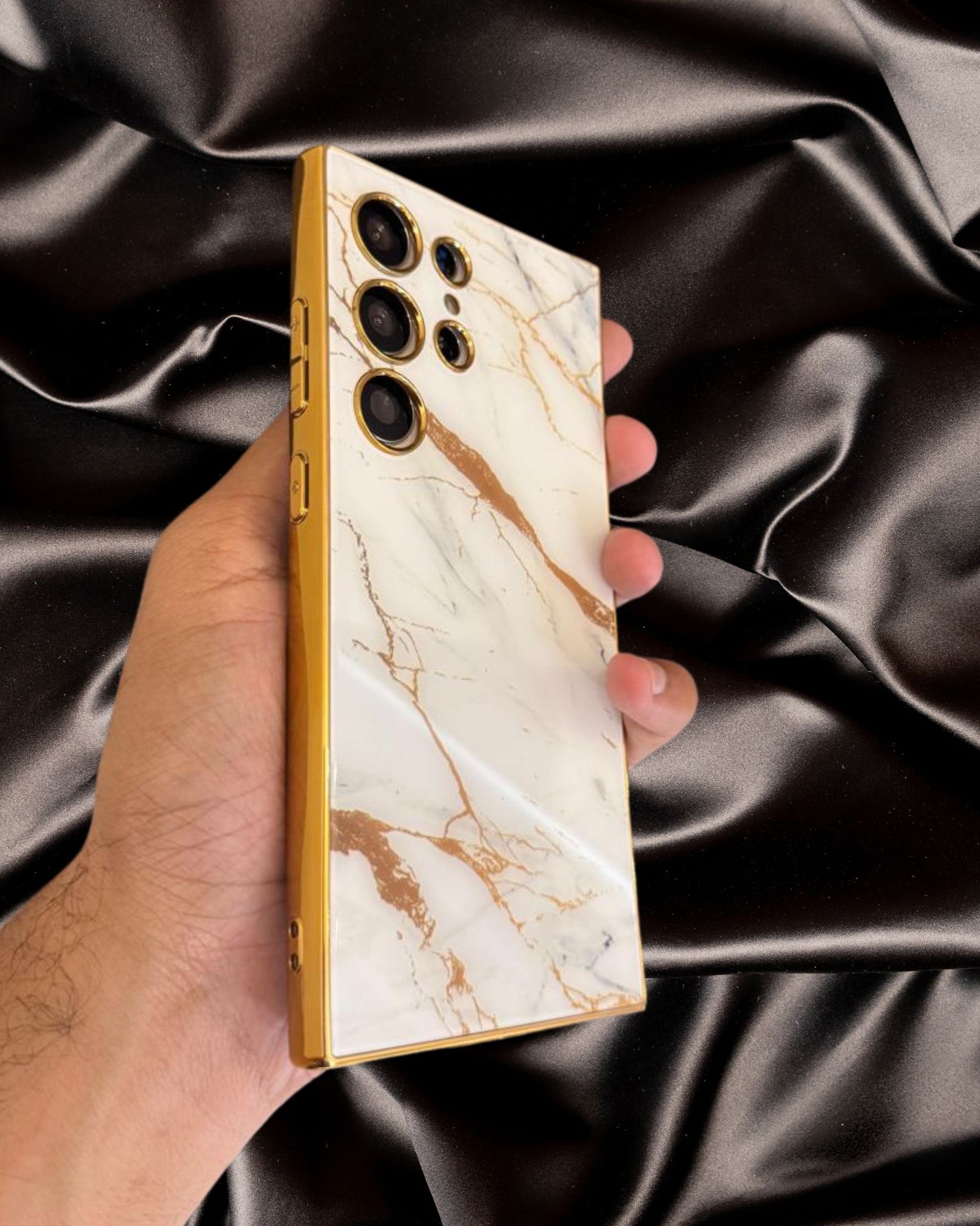 Samsung Galaxy S25 Series Marble Pattern Gold Electroplated Cover - case features
