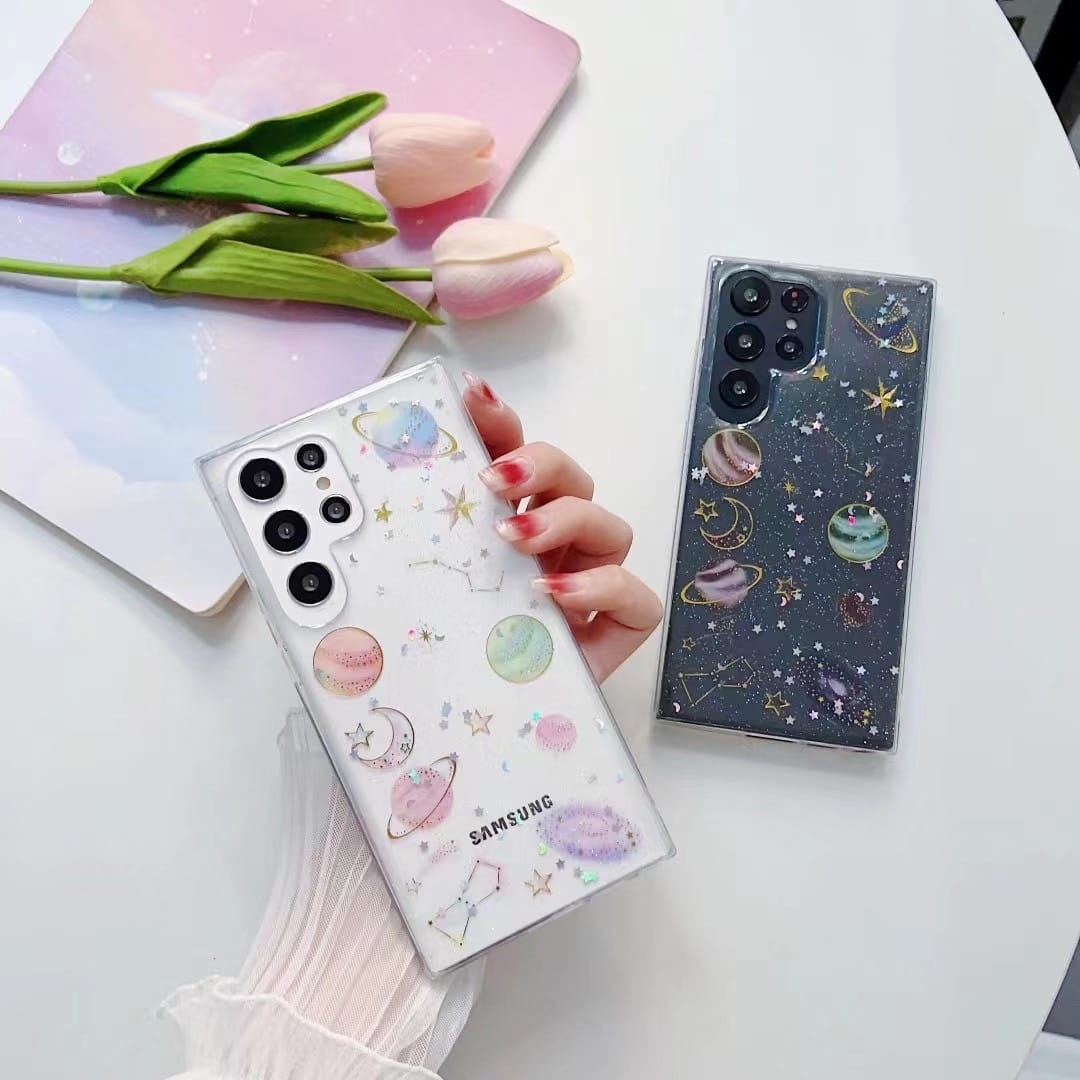Glittery Stars and Planets Transparent Case iPhone cover – JustAndBest India