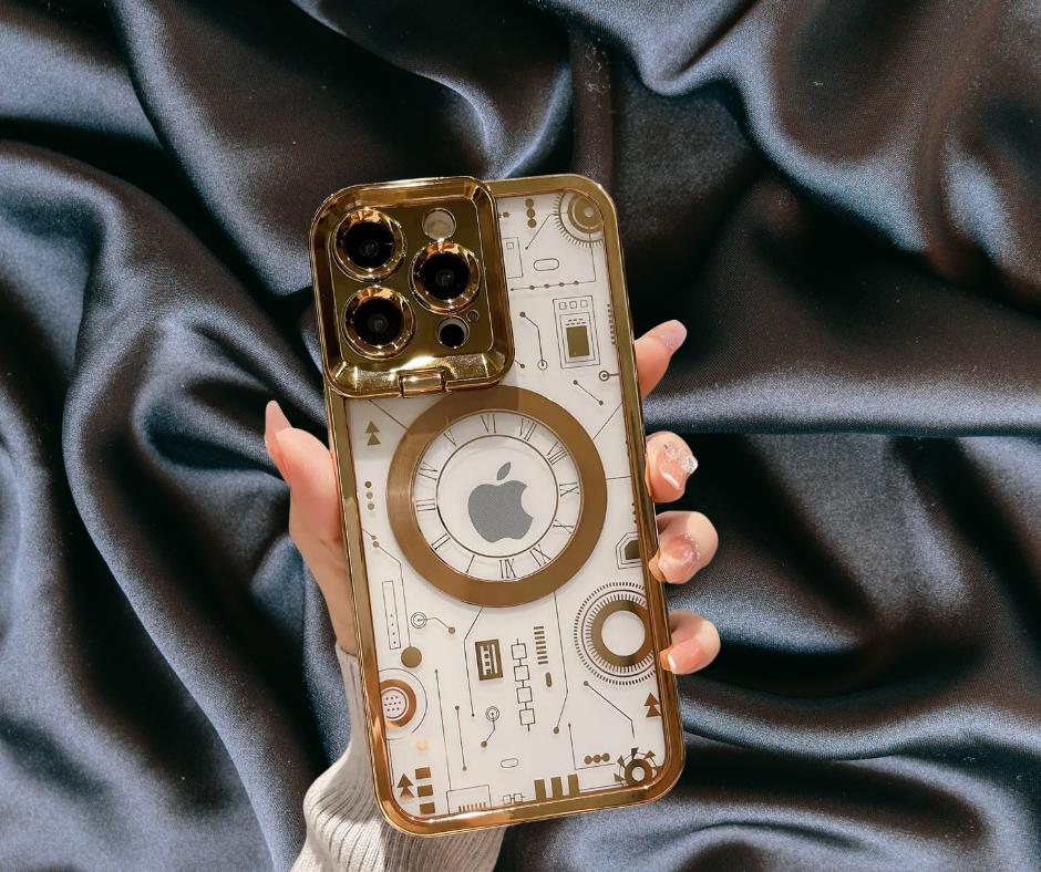 iPhone 14 Gold Electroplated Circuit Board Lens Protector Cover - lifestyle
