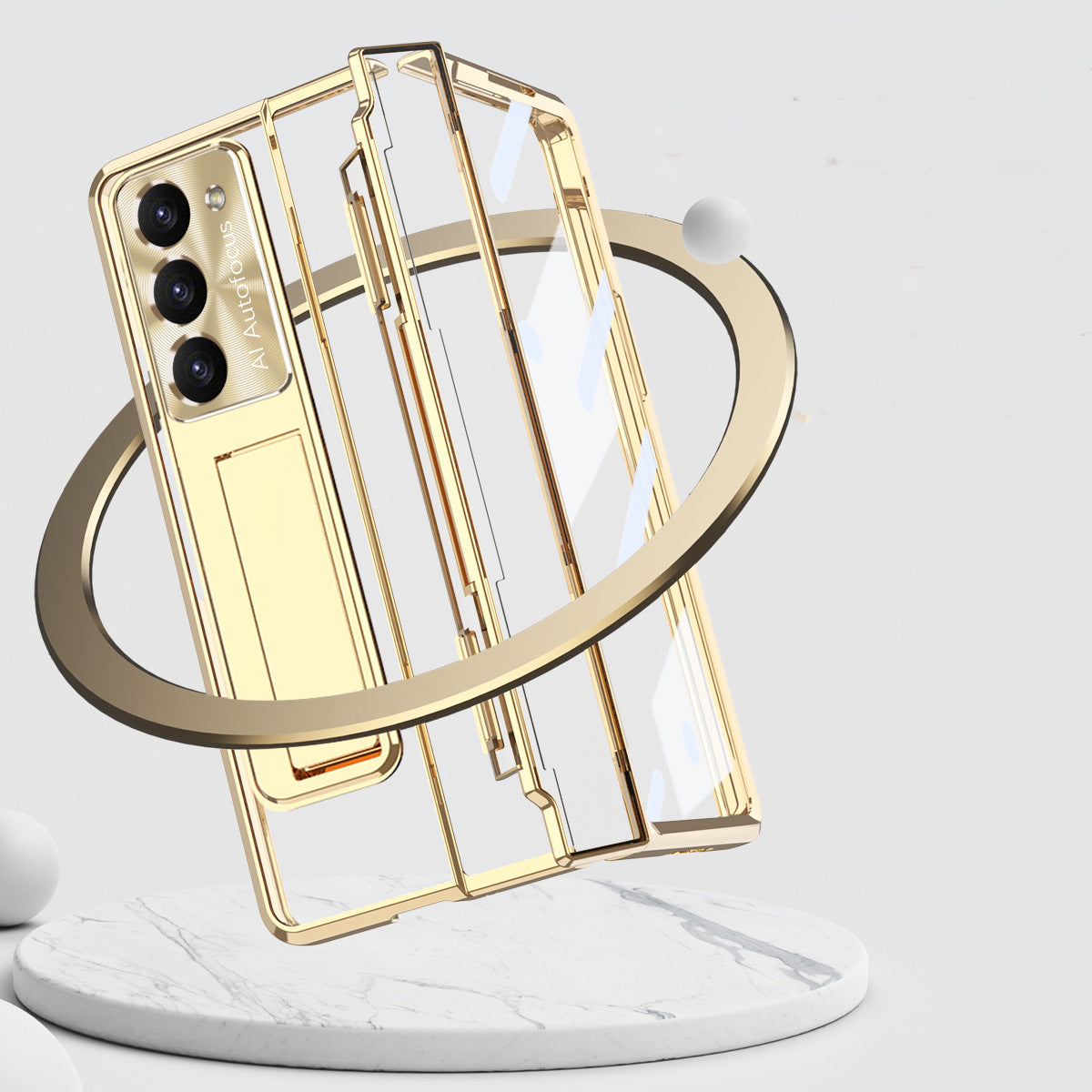 gold cover transparent Z Fold 5 case