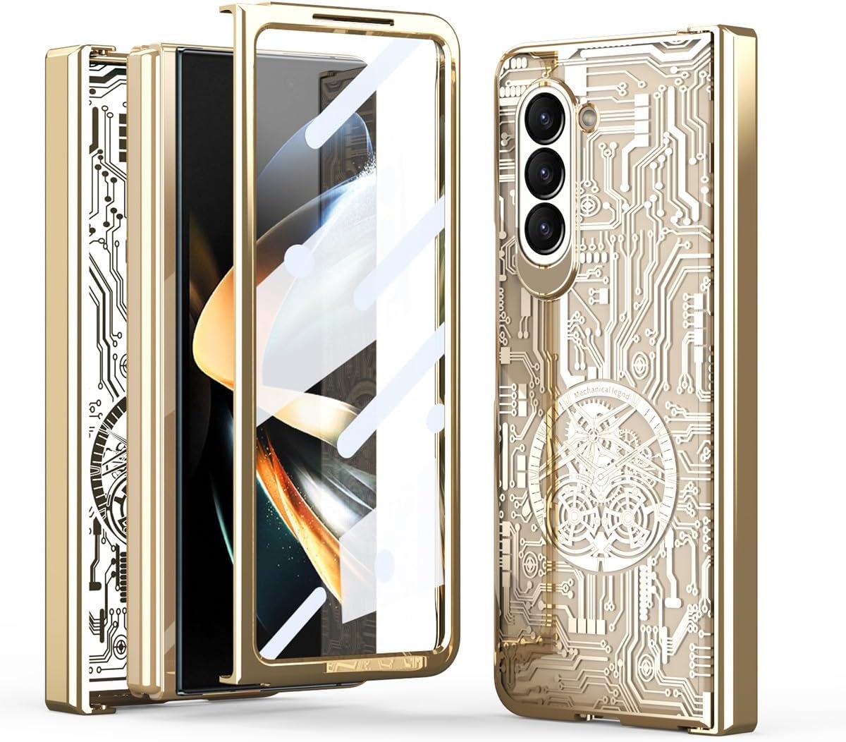 Samsung Galaxy Z Fold 3 Gold Electroplated Circuit Glass Cover (and Hi - slim profile