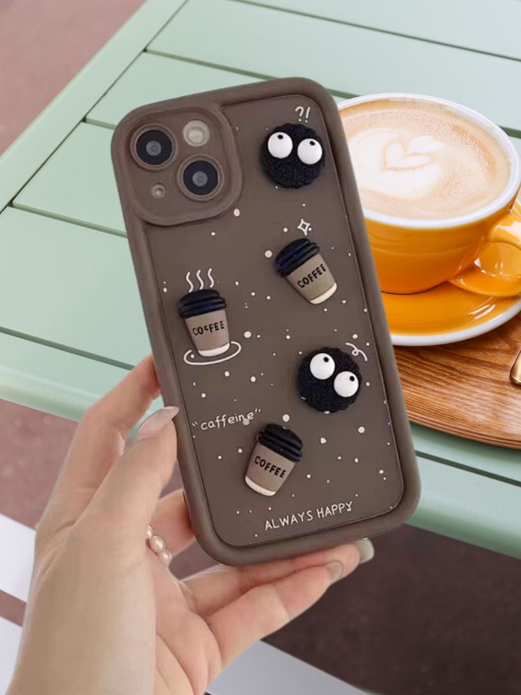 3D Coffee Badges Lanyard Cover for iPhone 14 & iPhone 15 Plus JustAndBest