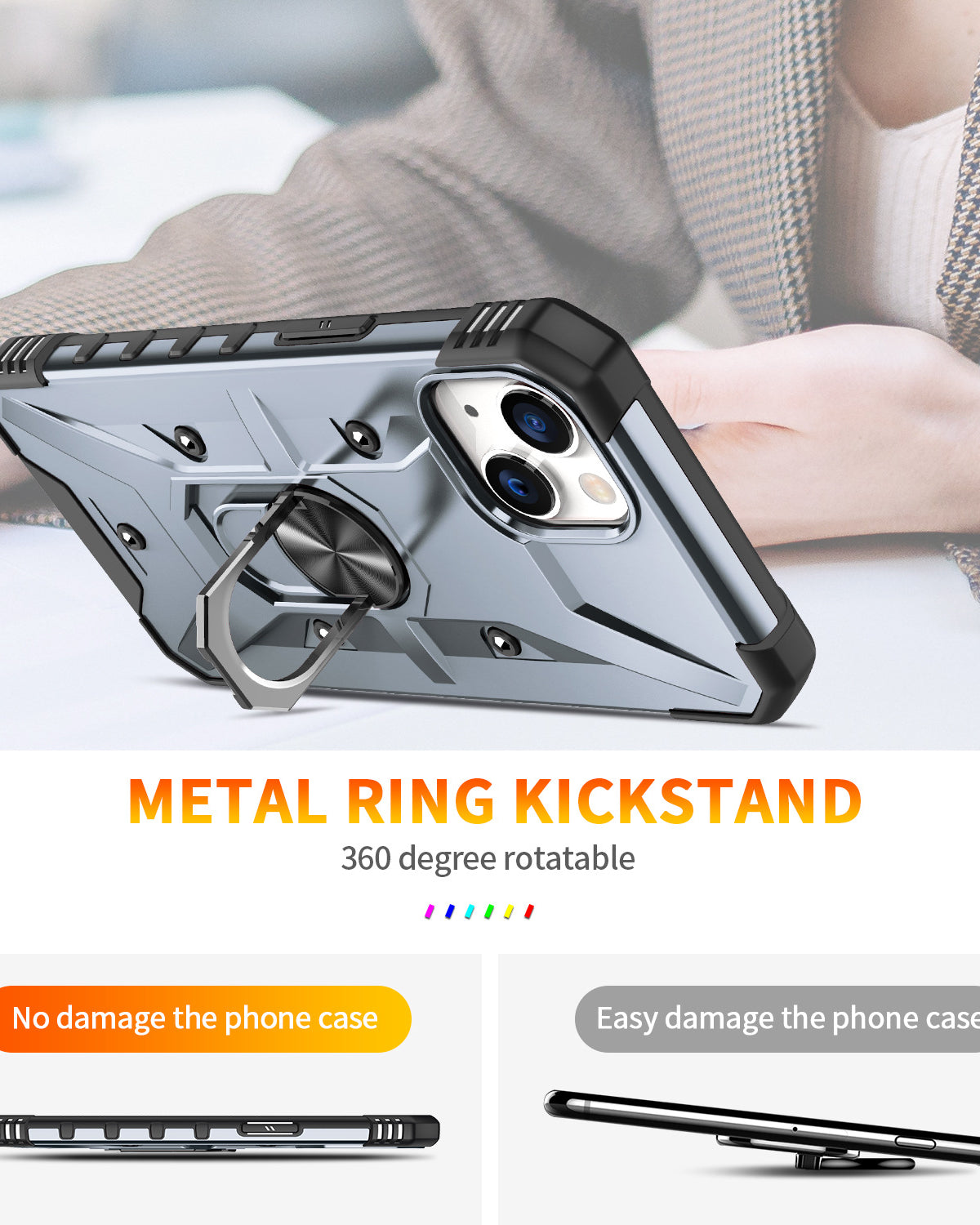 Ring Holder Silver Matte Premium Armour Cover – phone accessory by JustAndBest India