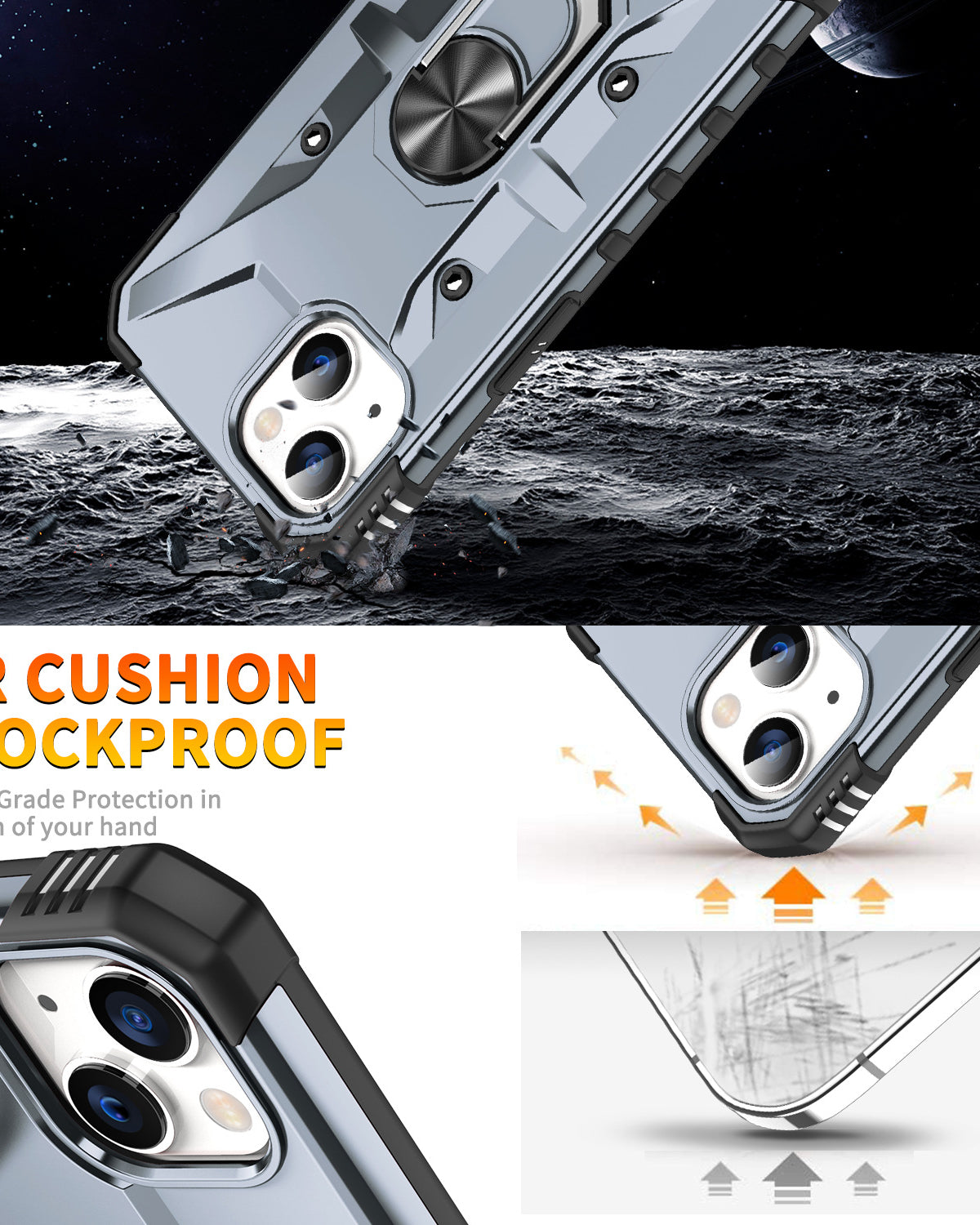 Ring Holder Silver Matte Premium Armour Cover – phone accessory by JustAndBest India