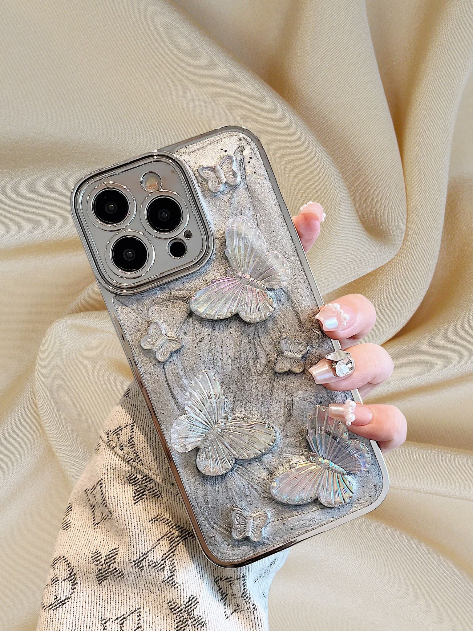iPhone 15 3D Butterflies Shining Rainbow Cover - colour options