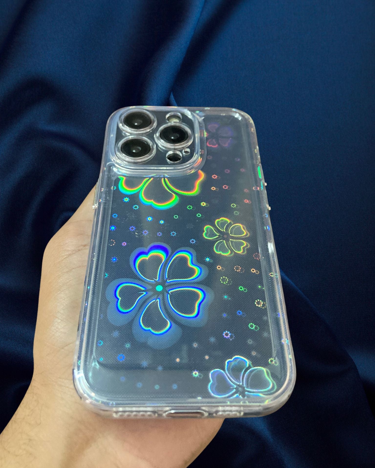 iPhone 13 Series Rainbow Floral Effect Transparent Cover