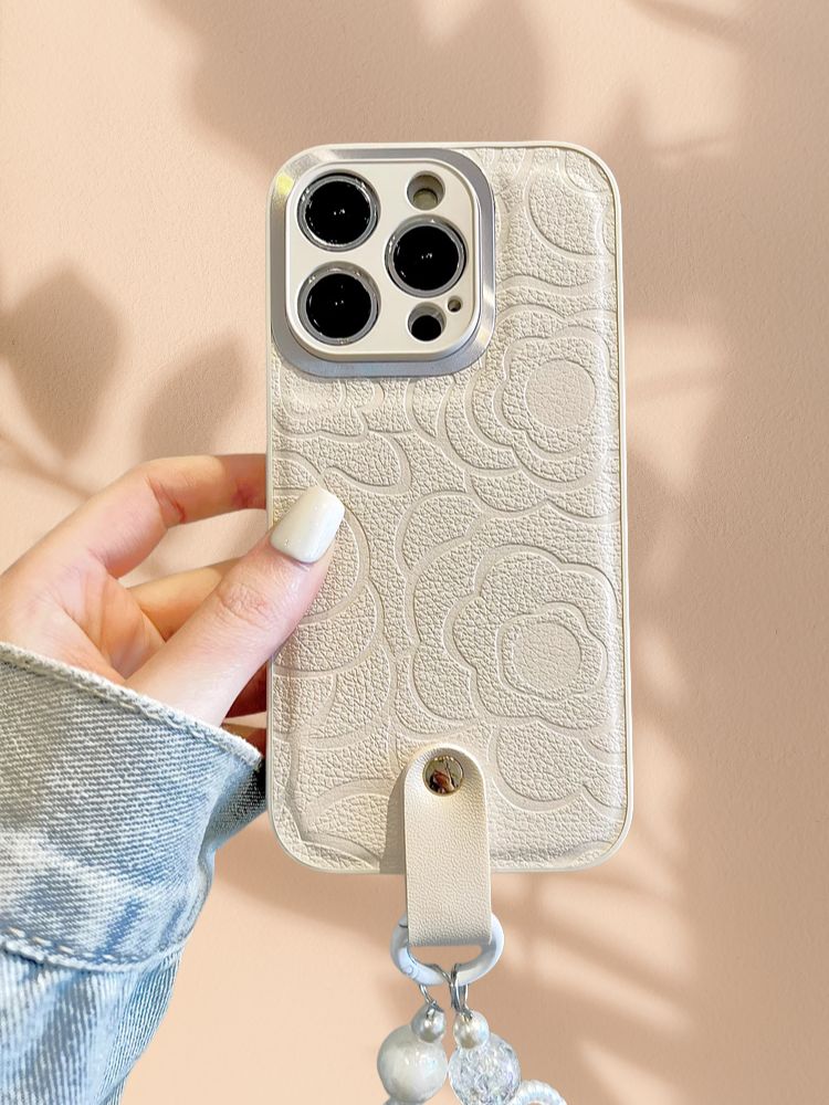 iPhone 14 White 3D Floral Cover - case features
