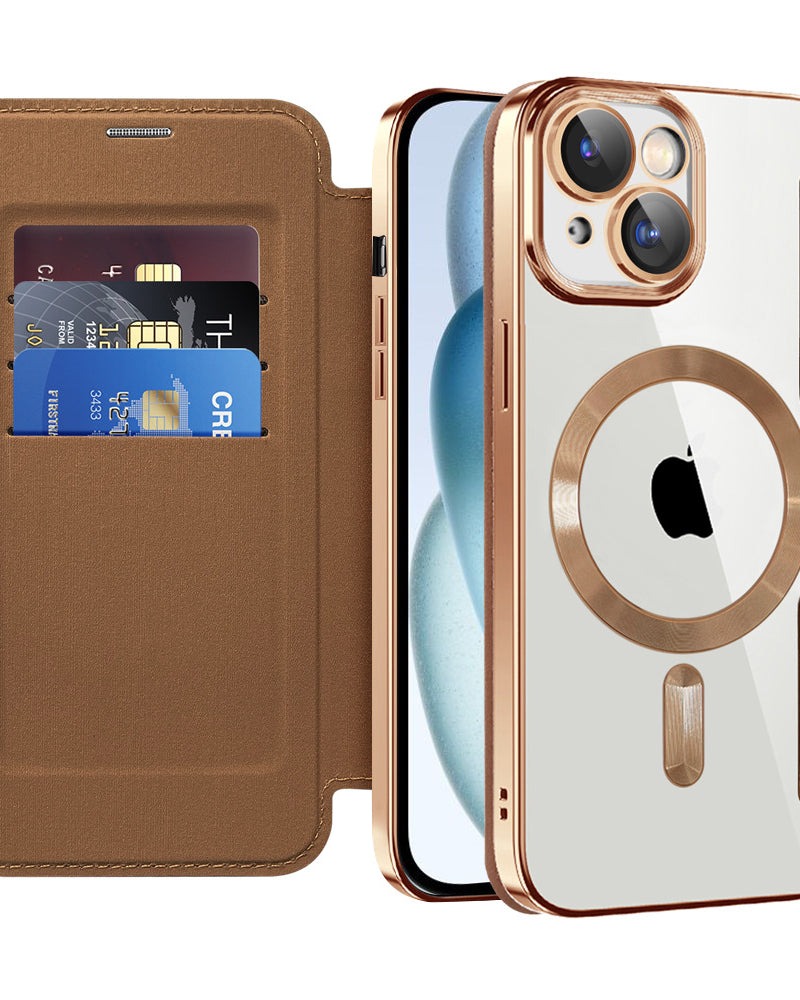 Gold Electroplated Premium Leather Luxury Flip Case iPhone cover – JustAndBest India