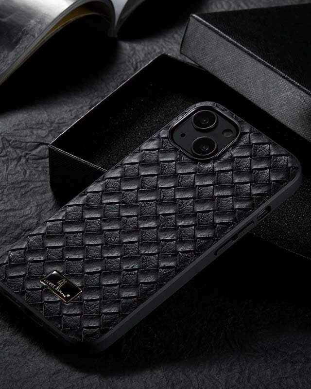 Woven Grid Premium Leather Cover iPhone cover – JustAndBest India