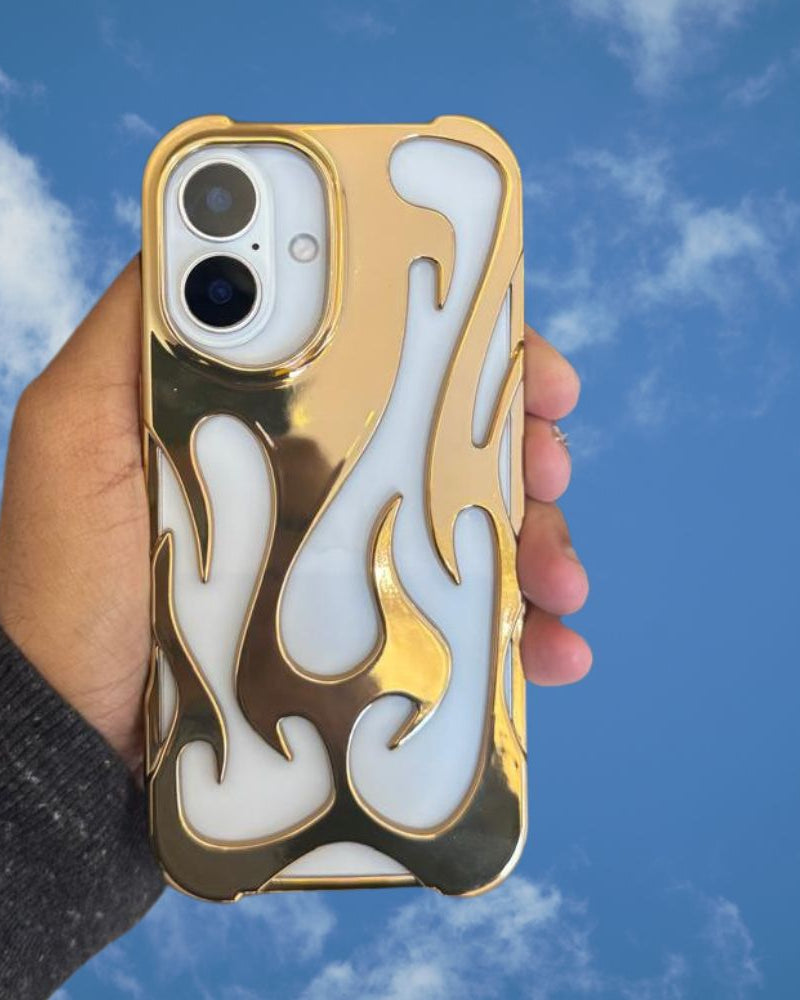 iPhone 16 Series 3D Flame Gold Electroplated Cover - lifestyle