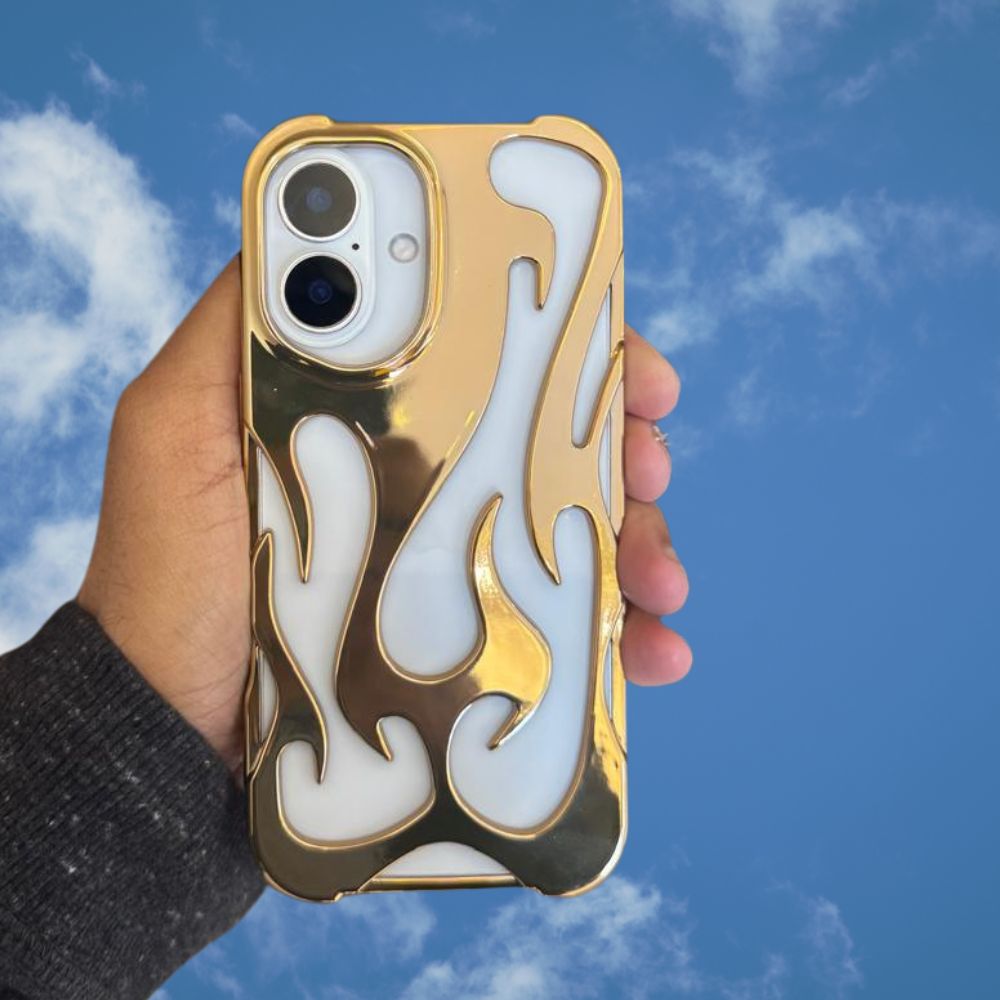 iPhone 16 Series 3D Flame Gold Electroplated Cover - lifestyle