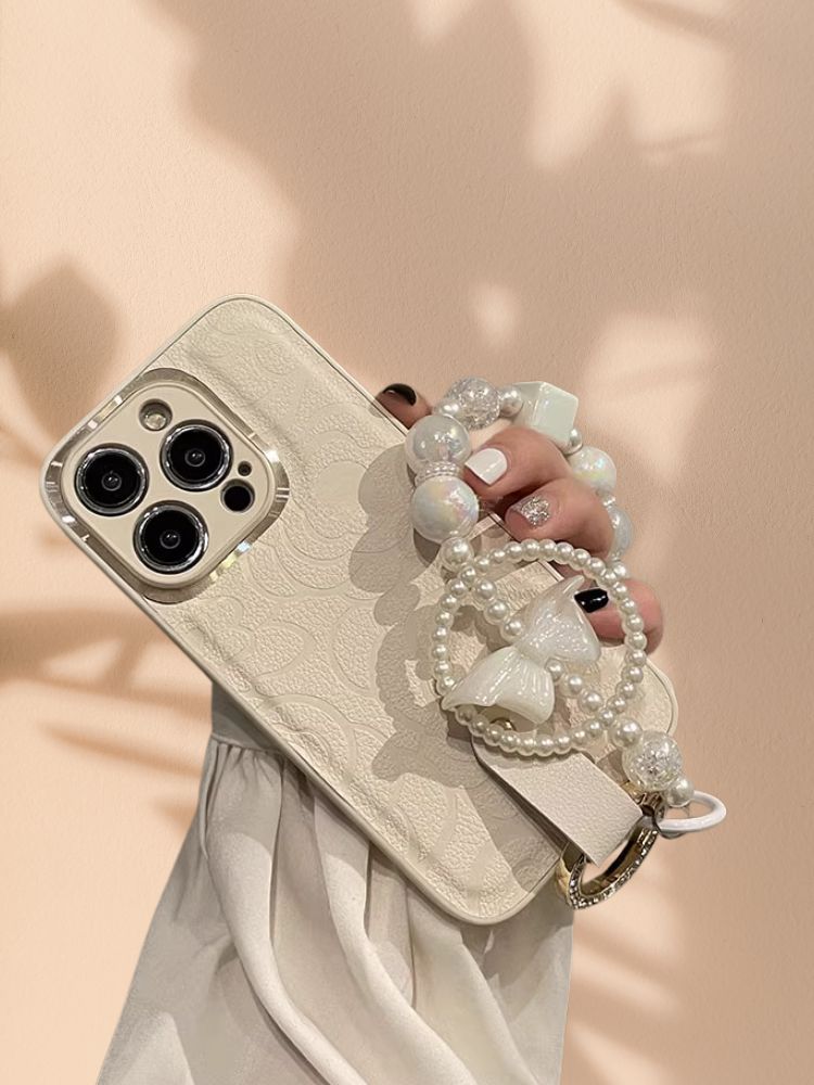 iPhone 14 White 3D Floral Cover - slim profile