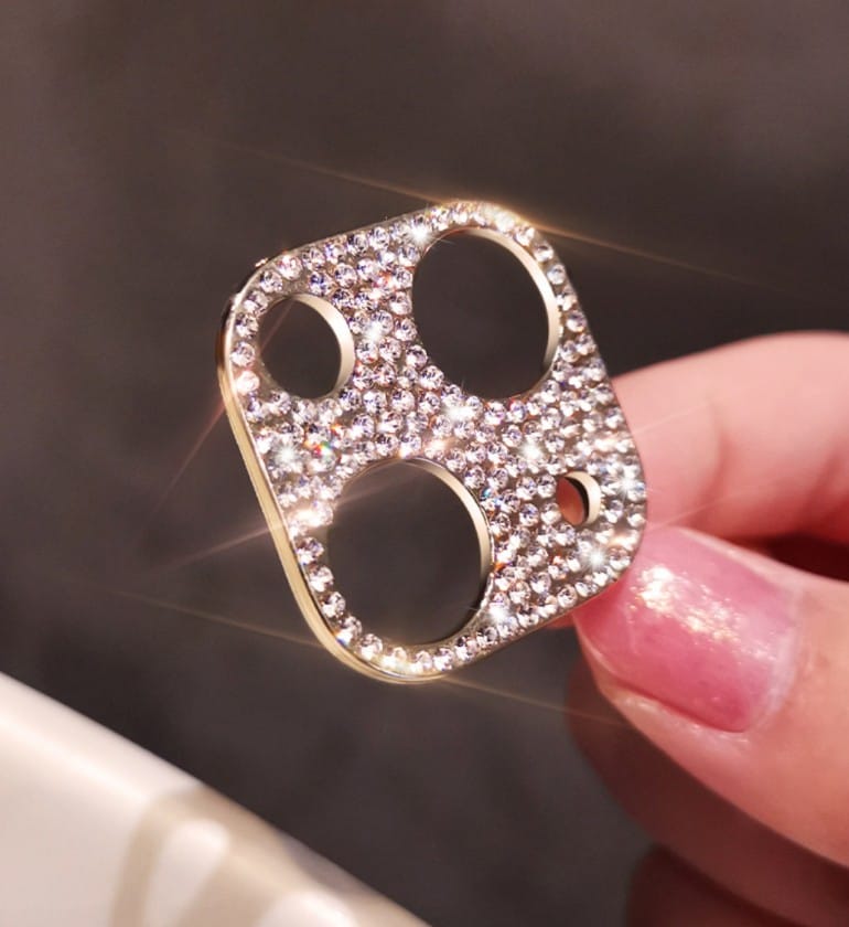 Golden Diamond Stones iPhone Camera Lens Protector – phone accessory by JustAndBest India