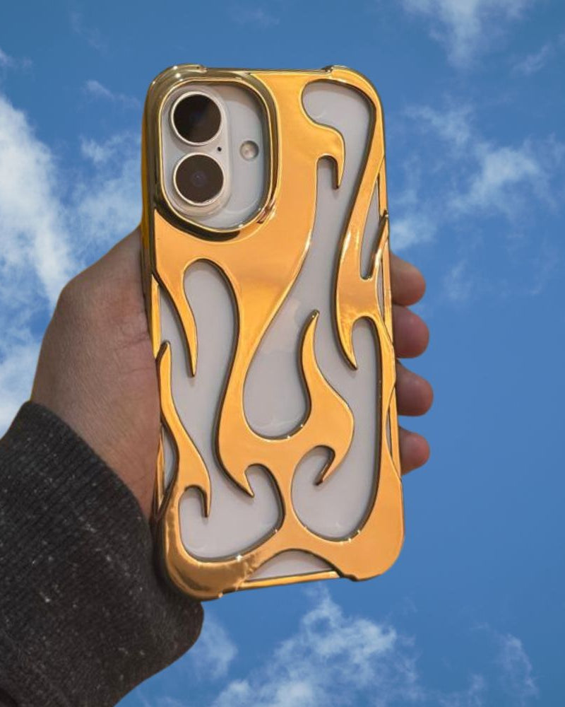 iPhone 16 Series 3D Flame Gold Electroplated Cover - colour options