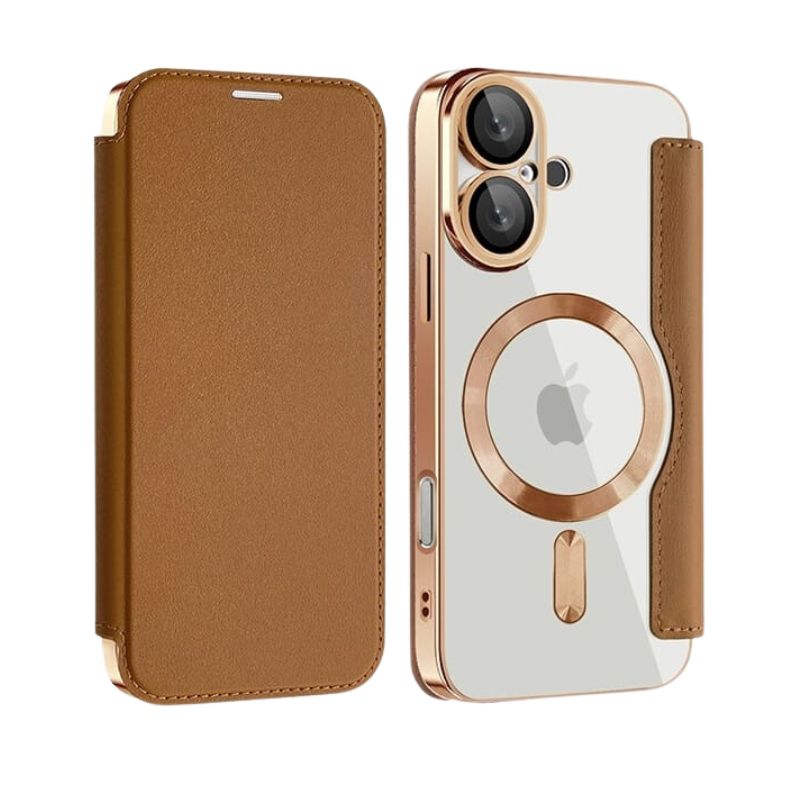 Gold Electroplated Premium Leather Luxury Flip Case iPhone cover – JustAndBest India