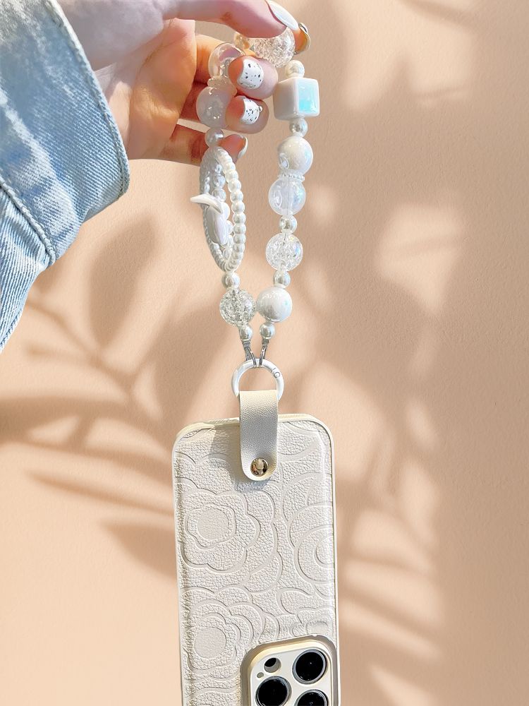 iPhone 14 White 3D Floral Cover - slim profile