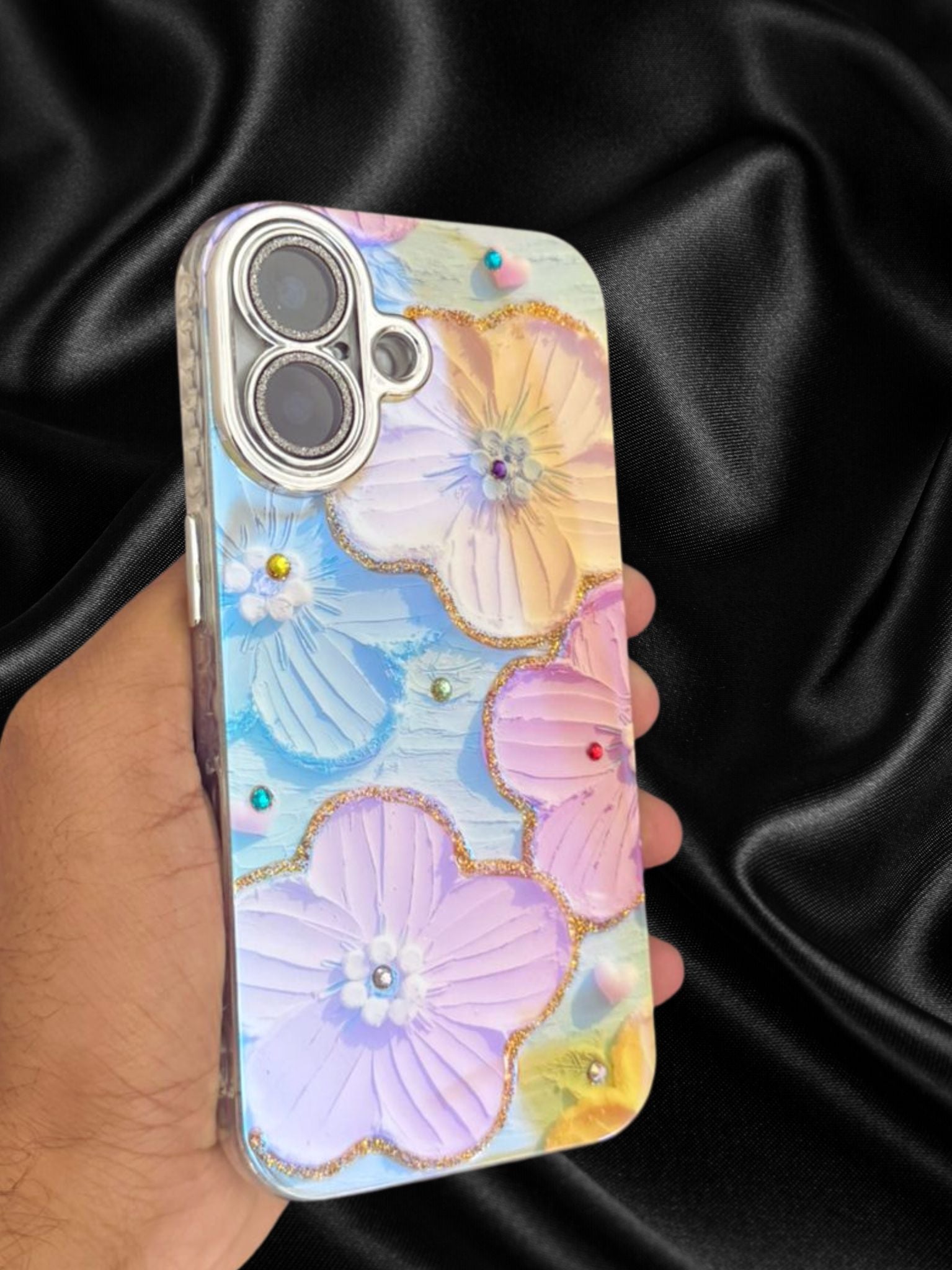 Cute Floral Glossy Glitter Cover iPhone cover – JustAndBest India