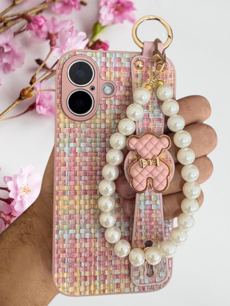 iPhone 15 Plus Hand Strap Pearl Cover - case features