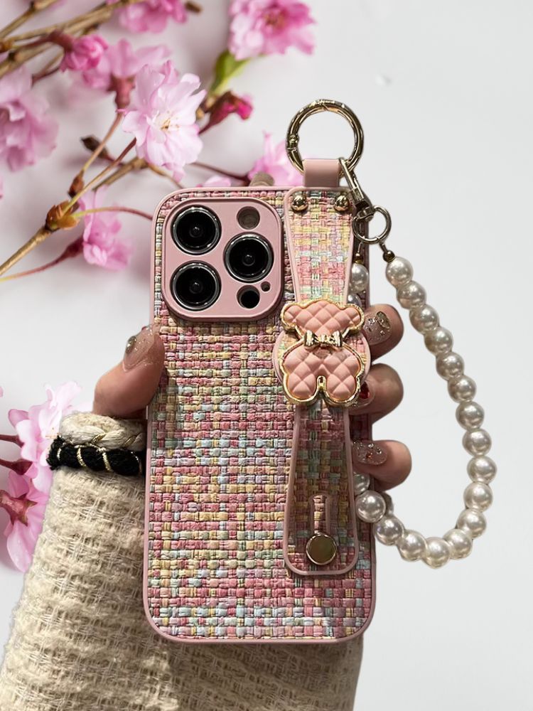 iPhone 15 Plus Hand Strap Pearl Cover - protective case detail