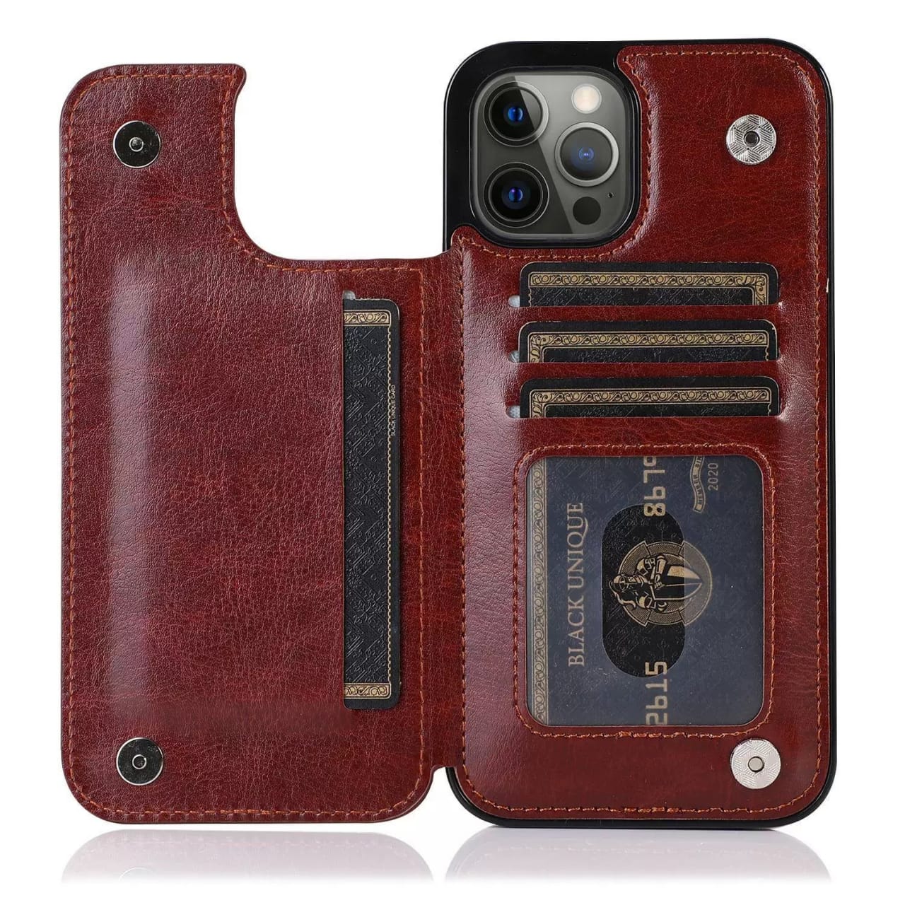 Luxury Wallet Style Premium Leather Case iPhone cover – JustAndBest India