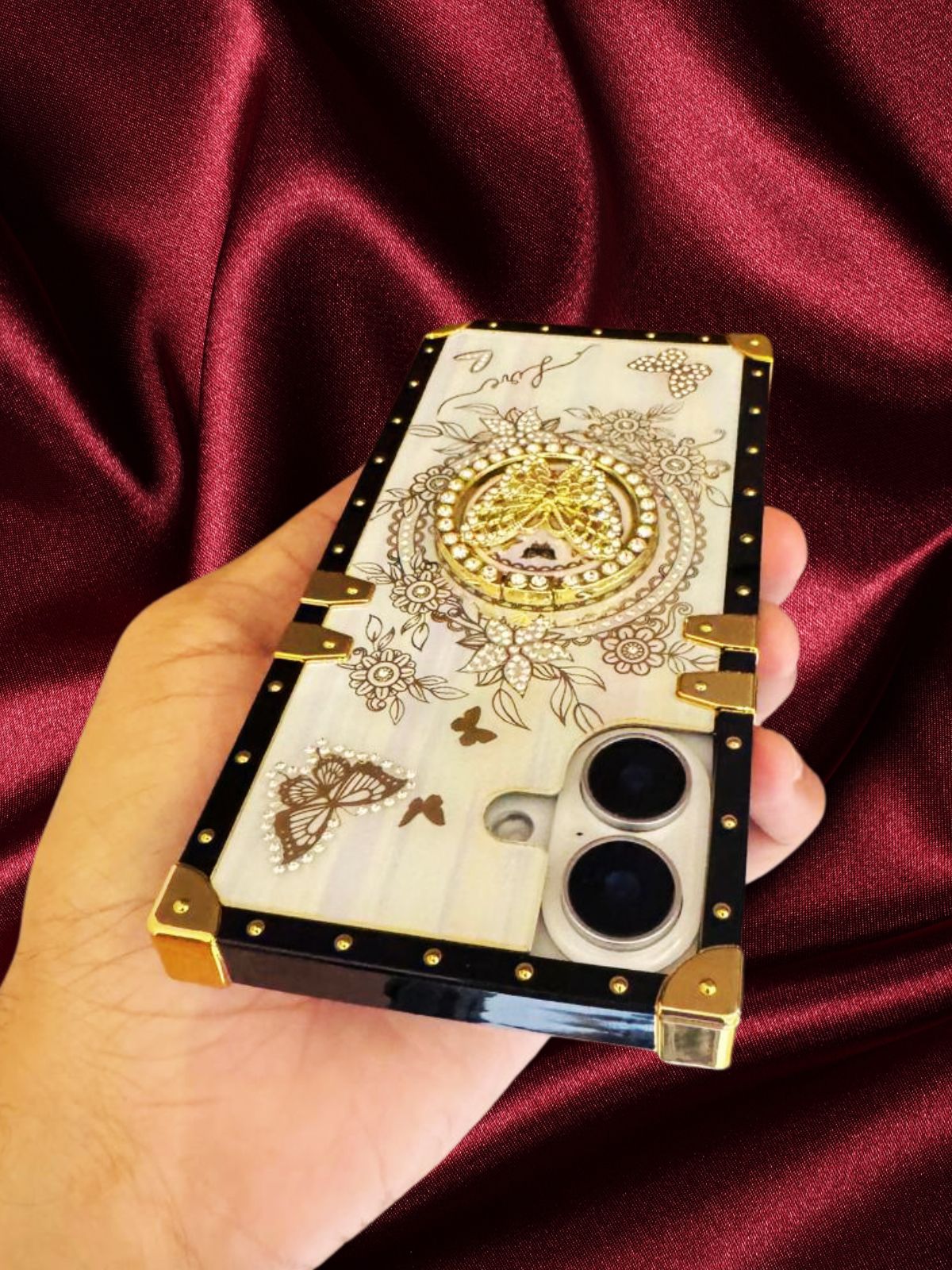 Zazzy Butterfly Rhinestones Ring Holder Luxury Cover – phone accessory by JustAndBest India