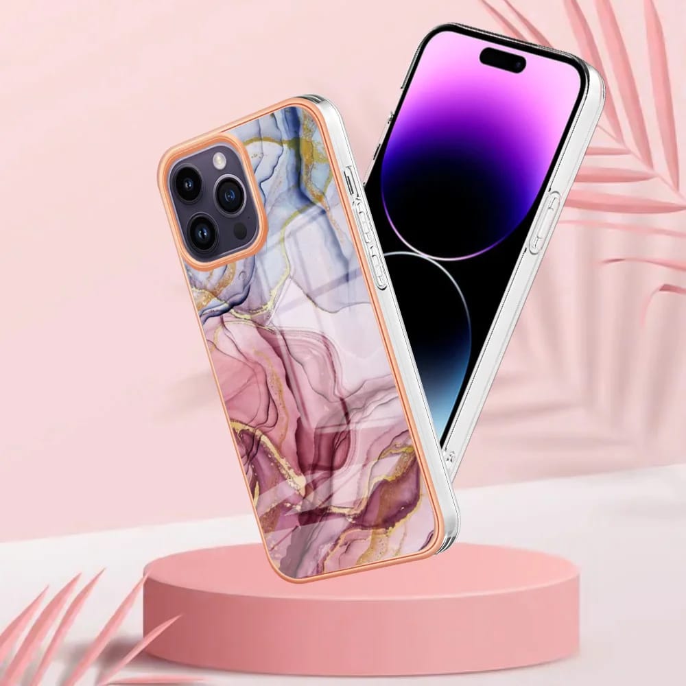 iPhone 15 Pro Glossy Marble Pattern Case | Designer Case