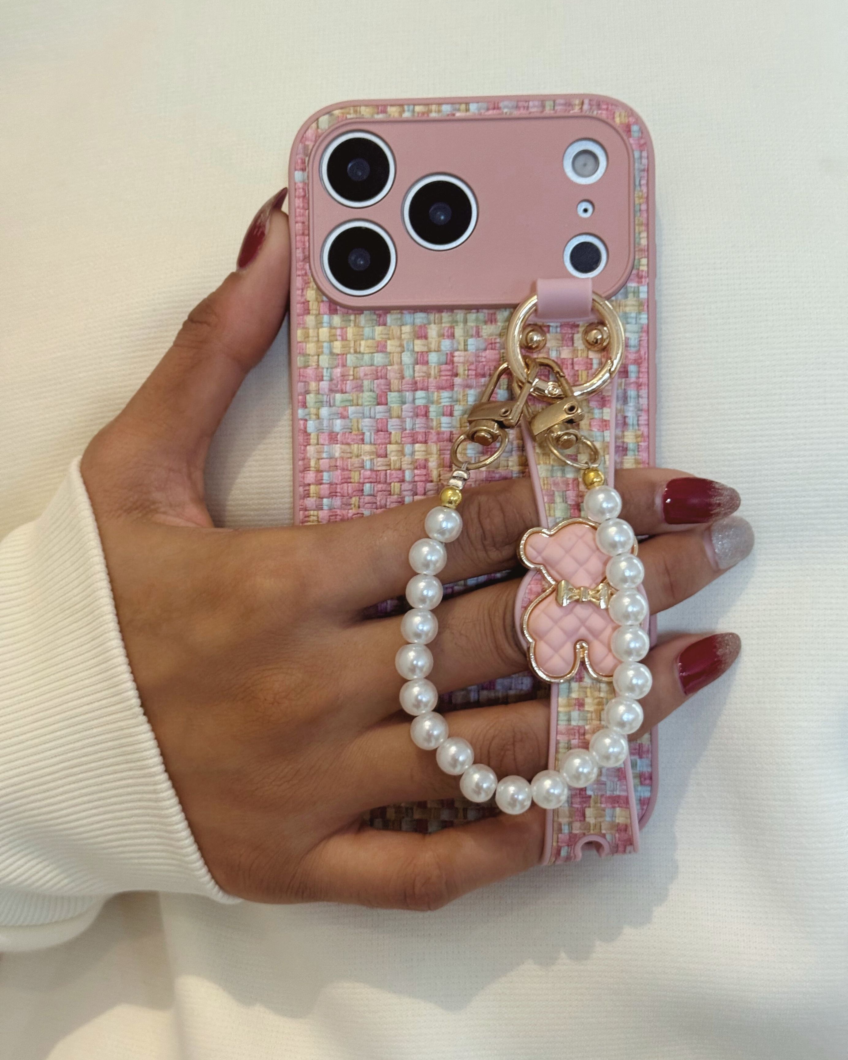 Cute Hand Strap Pearl Lanyard Cover – phone accessory by JustAndBest India