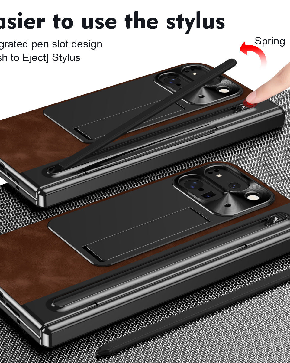 Google Pixel 10 Pro Fold Saddle Brown Leather Cover (with Stylus and F - lifestyle