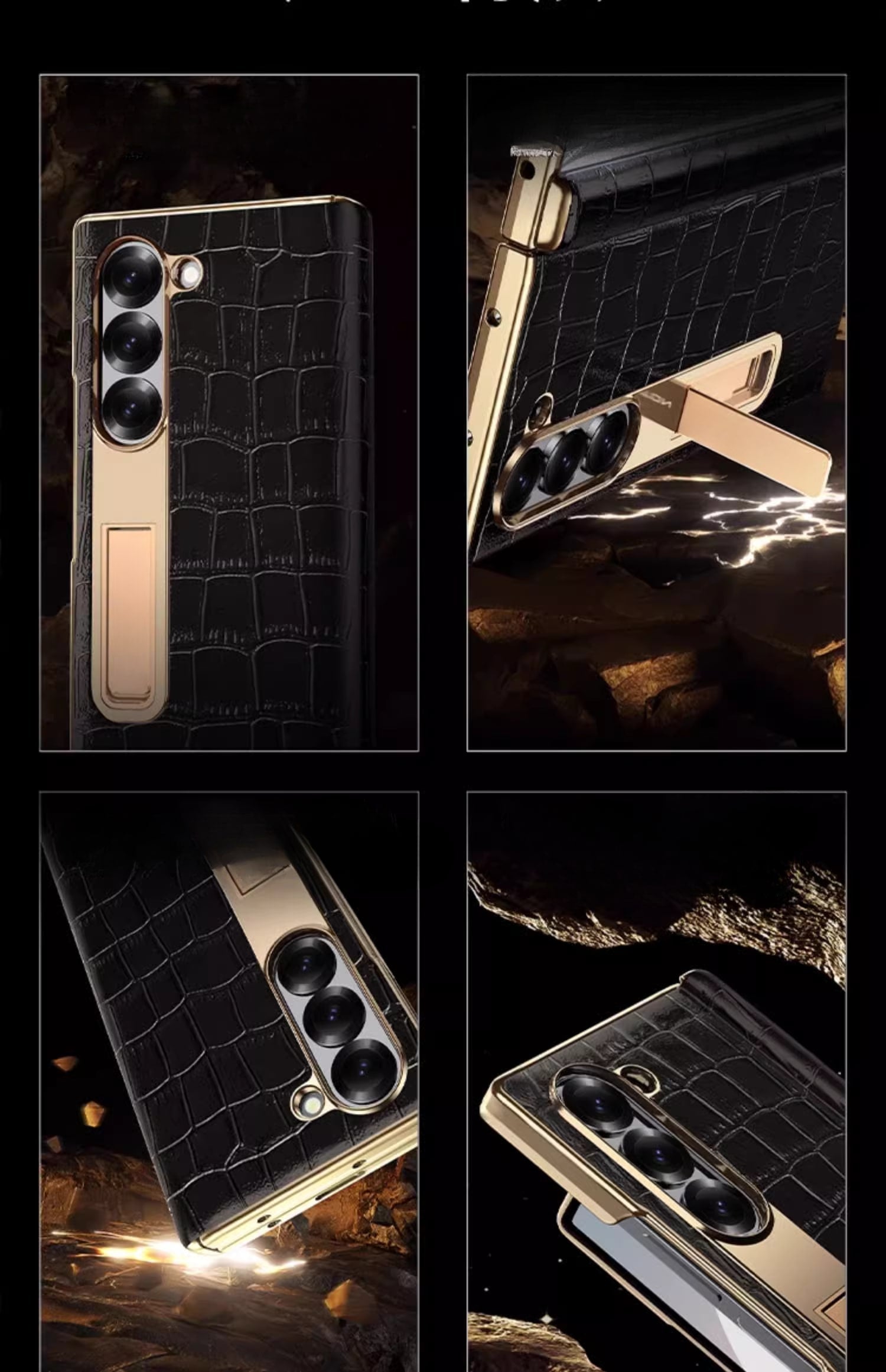 Samsung Galaxy Z Fold 4 Croco Leather Cover - slim profile