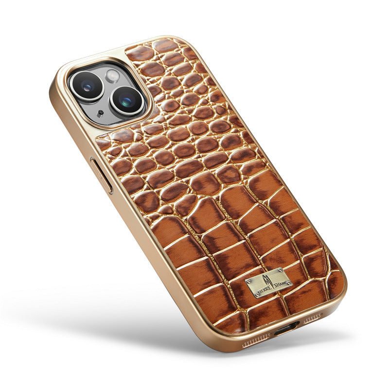 iPhone 15 Series Electroplated Croco Pattern Leather Cover - lifestyle