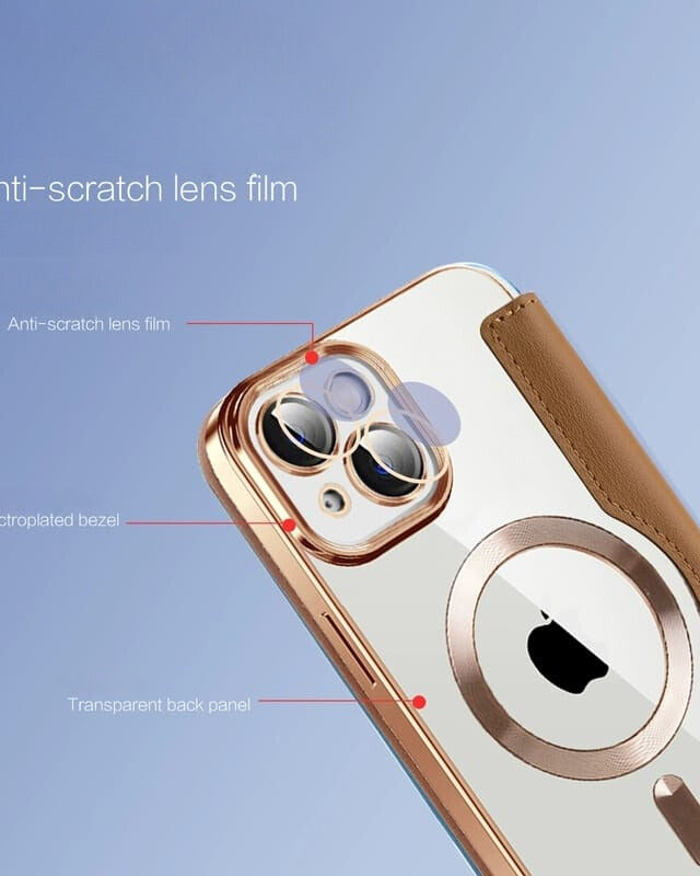 Gold Electroplated Premium Leather Luxury Flip Case iPhone cover – JustAndBest India