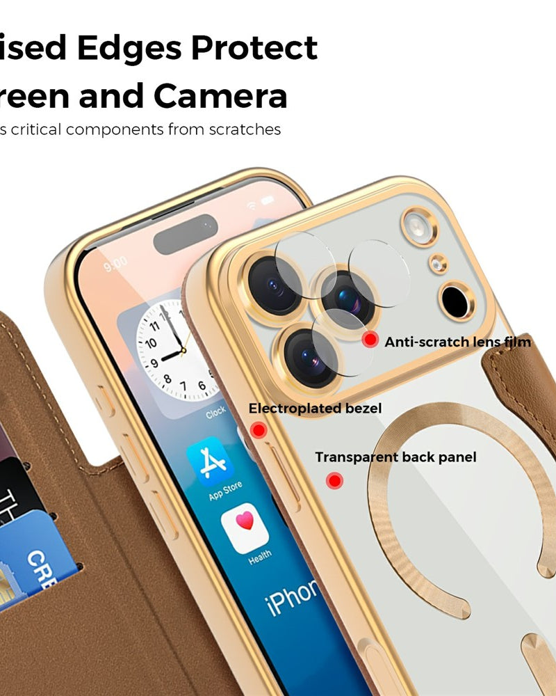 Gold Electroplated Premium Leather Luxury Flip Cover iPhone cover – JustAndBest India
