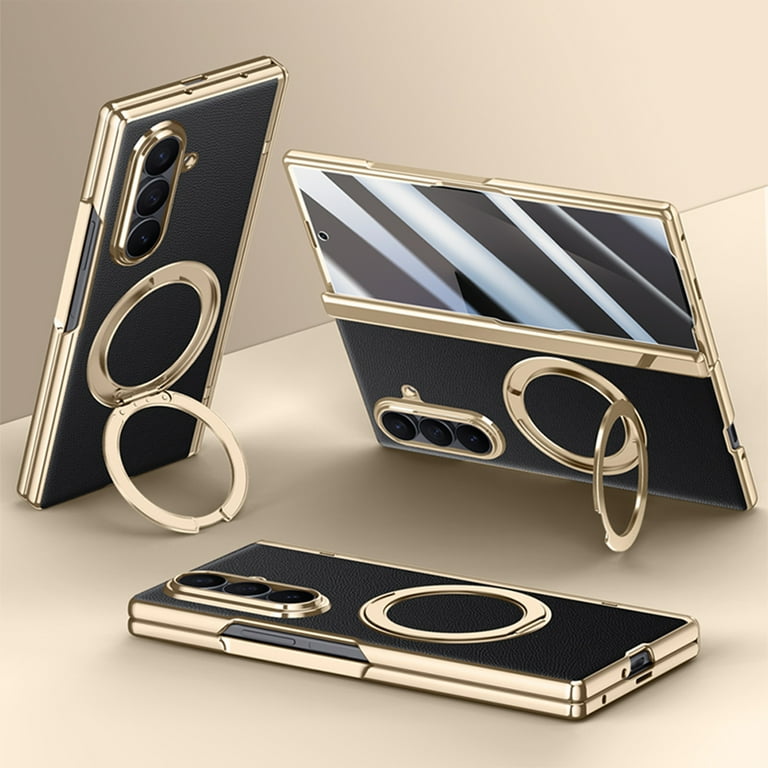 Samsung Galaxy Z Fold 7 Leather Gold Electroplated Cover()