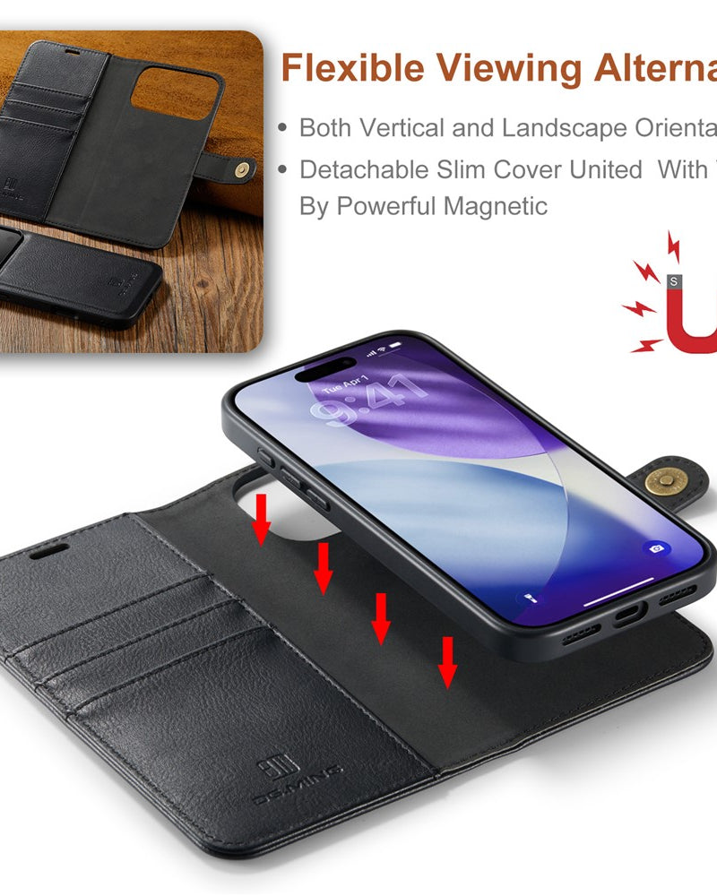 Two-In-One Wallet Style Premium Leather Luxury Flip Cover iPhone cover – JustAndBest India