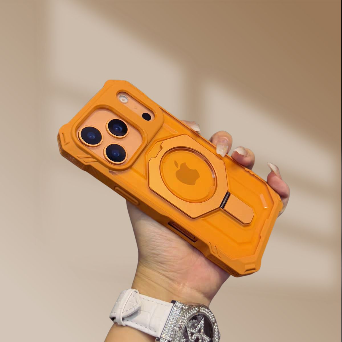 iPhone 17 Series Metallic Stand Shockproof Armour Cover - colour options