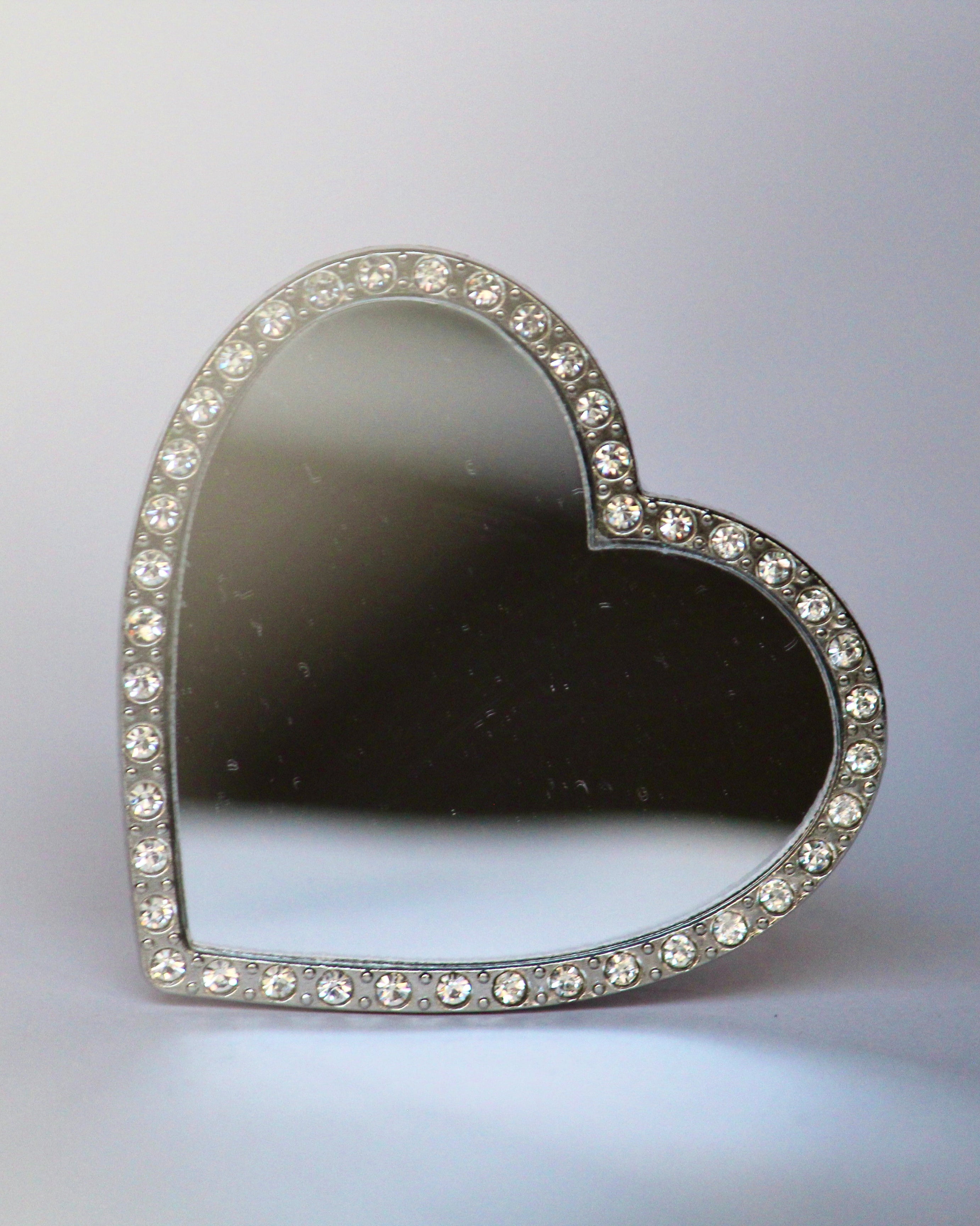 Heart Rhinestones Mirror Phone Gripper Holder - slim profile