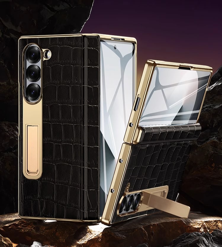 Samsung Galaxy Z Fold 4 Croco Leather Cover - phone case