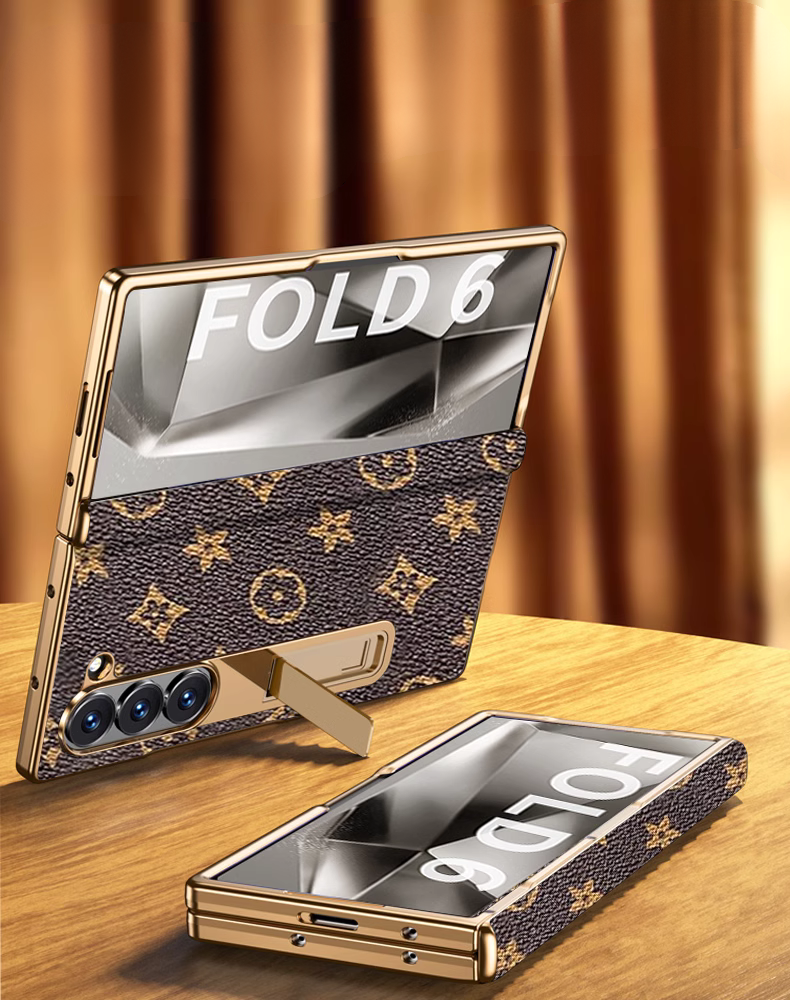 Samsung Galaxy Z Fold 4 Gold Electroplated Leather Cover () - colour options