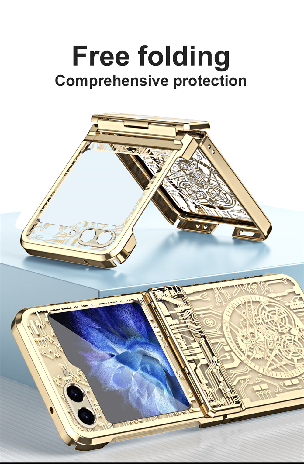 Samsung Galaxy Z Flip 5 Gold Electroplated Cricuit Cover - lifestyle