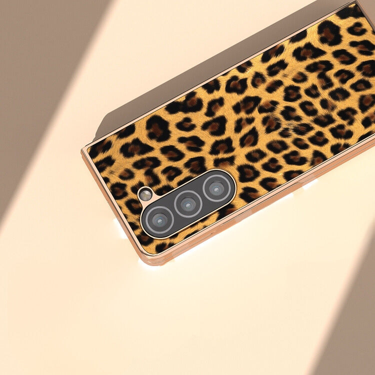 Samsung Galaxy Z Fold 3 Leopard Print Gold Electroplated Cover - protective case detail