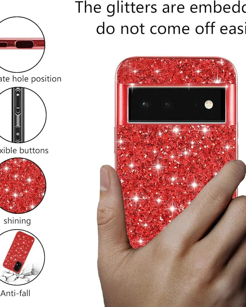 red glitter pixel case