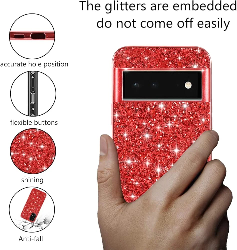 Google Pixel 6A Bling Glitter Sequin Cover - case features