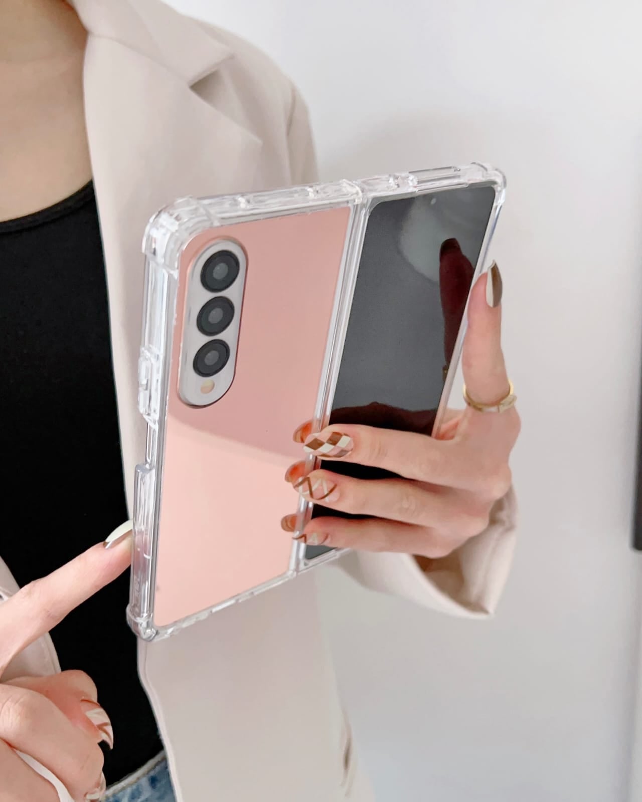 rose gold mirror cover z fold 3