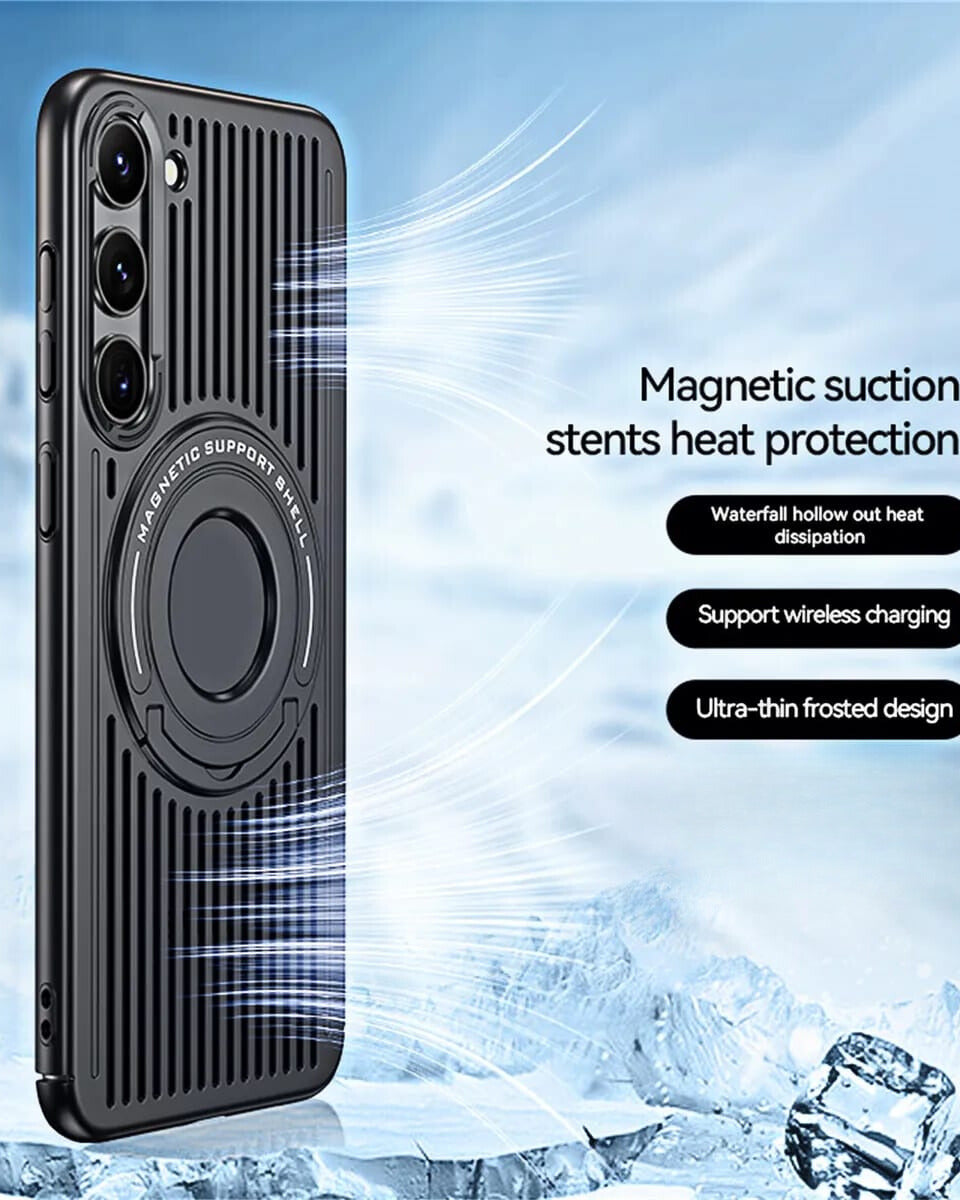 Jet black Heat Dissipation Magnetic Stand Cover – phone accessory by JustAndBest India